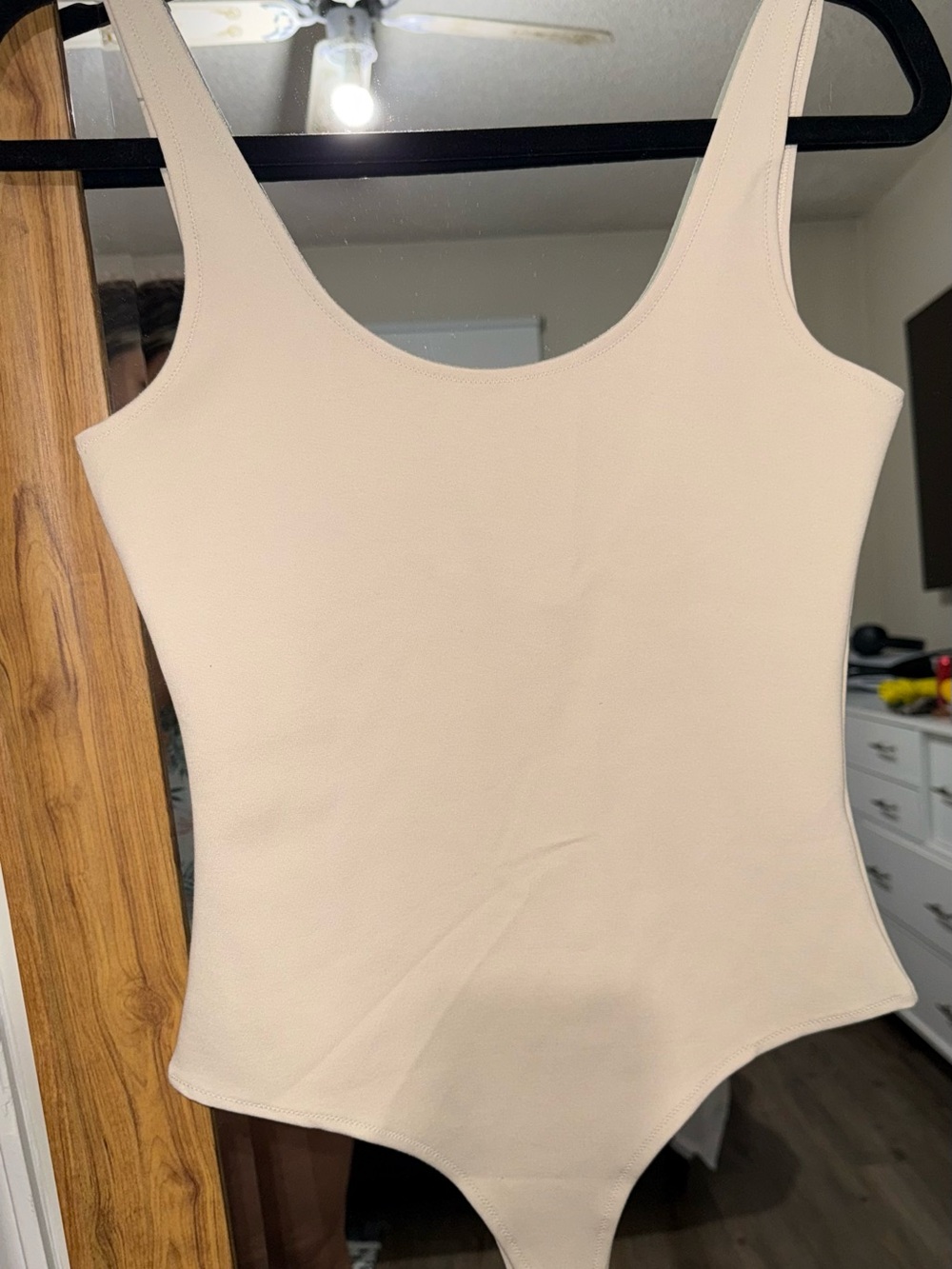Scoop Neck Cream Bodysuit - Women